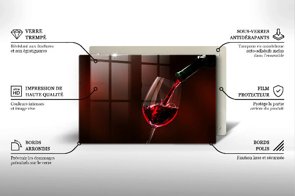Steklena podloga za rezanje Kozarec vina