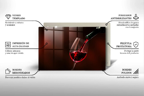 Steklena podloga za rezanje Kozarec vina