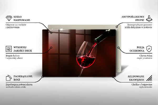 Steklena podloga za rezanje Kozarec vina