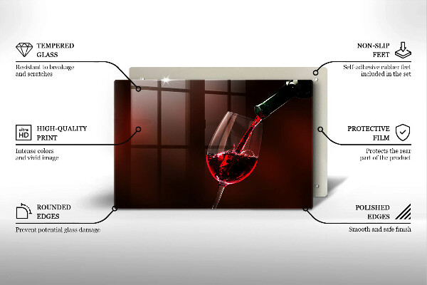 Steklena podloga za rezanje Kozarec vina