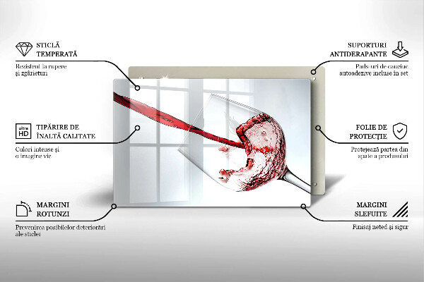 Steklena podloga za rezanje rdeče vino