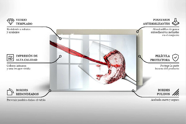 Steklena podloga za rezanje rdeče vino