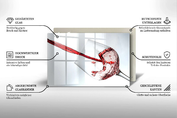 Steklena podloga za rezanje rdeče vino