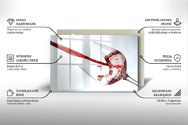 Steklena podloga za rezanje rdeče vino