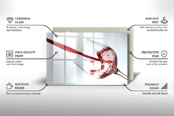 Steklena podloga za rezanje rdeče vino