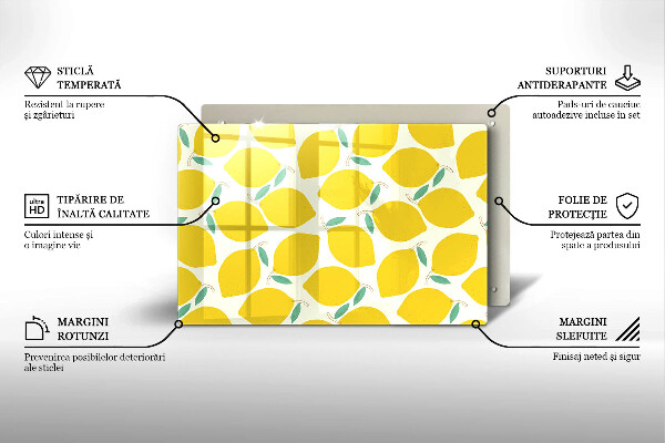 Steklena podloga za rezanje Risanke limone