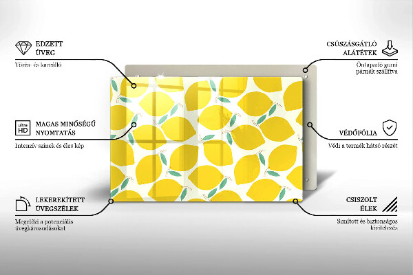 Steklena podloga za rezanje Risanke limone