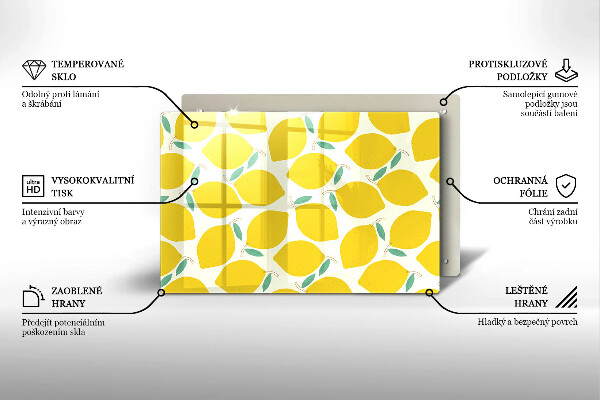 Steklena podloga za rezanje Risanke limone