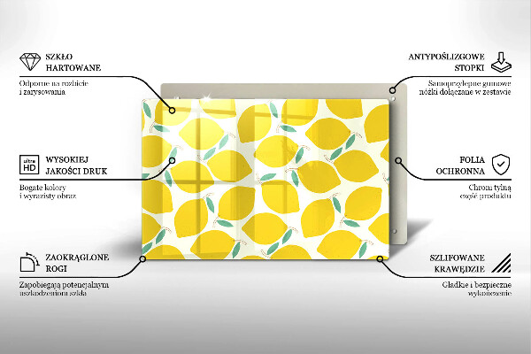 Steklena podloga za rezanje Risanke limone