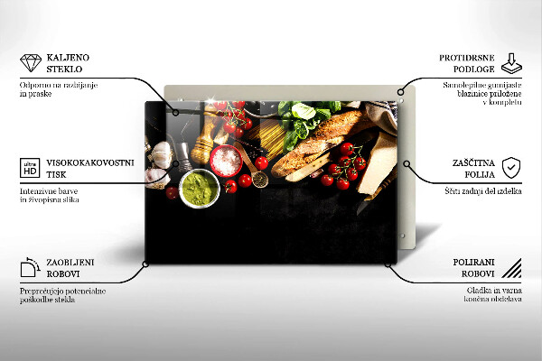 Steklena podloga za rezanje Italijanske sestavine in začimbe