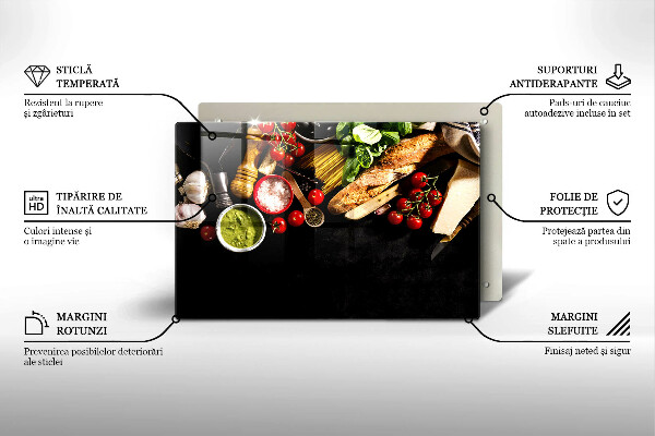 Steklena podloga za rezanje Italijanske sestavine in začimbe