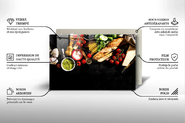 Steklena podloga za rezanje Italijanske sestavine in začimbe