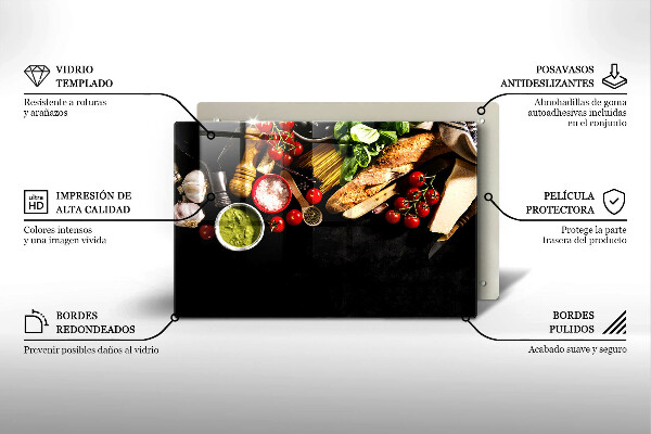 Steklena podloga za rezanje Italijanske sestavine in začimbe
