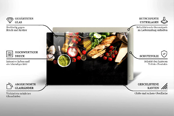 Steklena podloga za rezanje Italijanske sestavine in začimbe