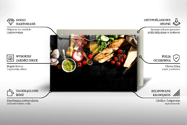 Steklena podloga za rezanje Italijanske sestavine in začimbe