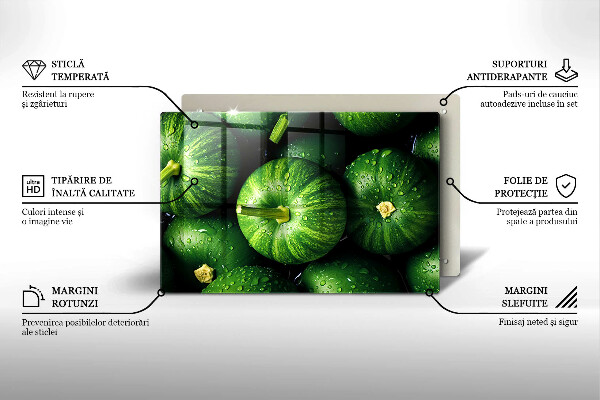 Steklena podloga za rezanje Zelene buče