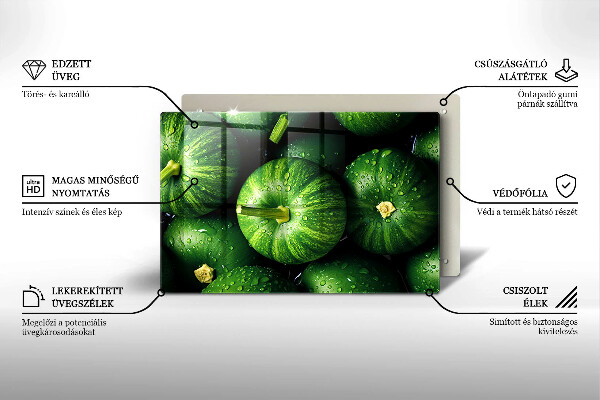 Steklena podloga za rezanje Zelene buče