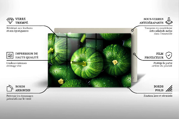 Steklena podloga za rezanje Zelene buče