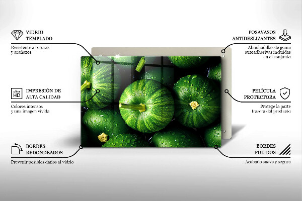 Steklena podloga za rezanje Zelene buče