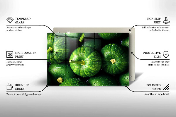 Steklena podloga za rezanje Zelene buče