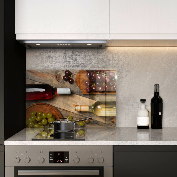 Steklena podloga za rezanje Vinske steklenice in grozdje