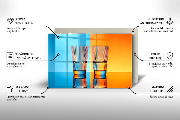 Steklena podloga za rezanje Dva kozarca vode