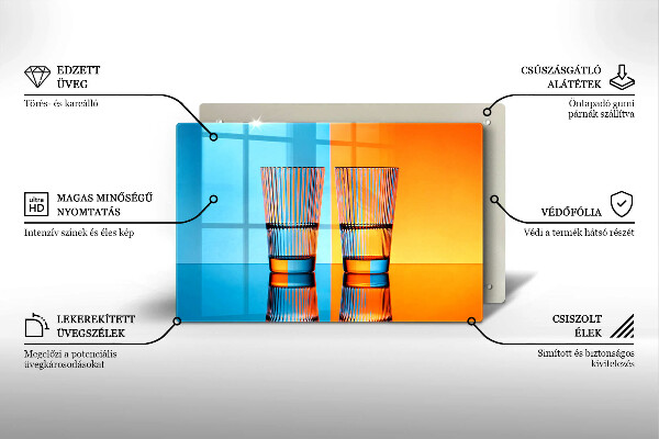 Steklena podloga za rezanje Dva kozarca vode