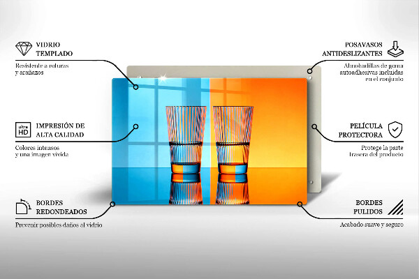 Steklena podloga za rezanje Dva kozarca vode