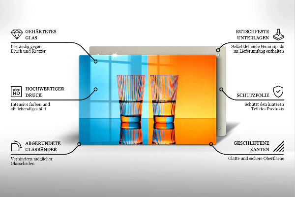 Steklena podloga za rezanje Dva kozarca vode