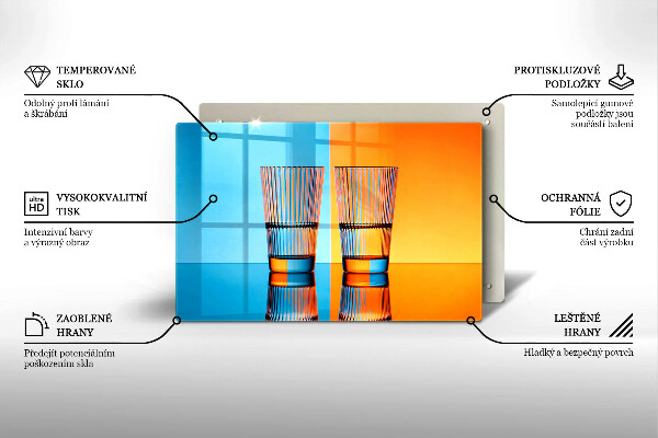 Steklena podloga za rezanje Dva kozarca vode