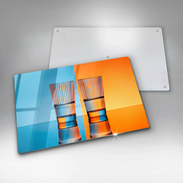 Steklena podloga za rezanje Dva kozarca vode