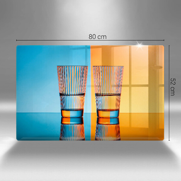 Steklena podloga za rezanje Dva kozarca vode