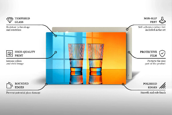 Steklena podloga za rezanje Dva kozarca vode