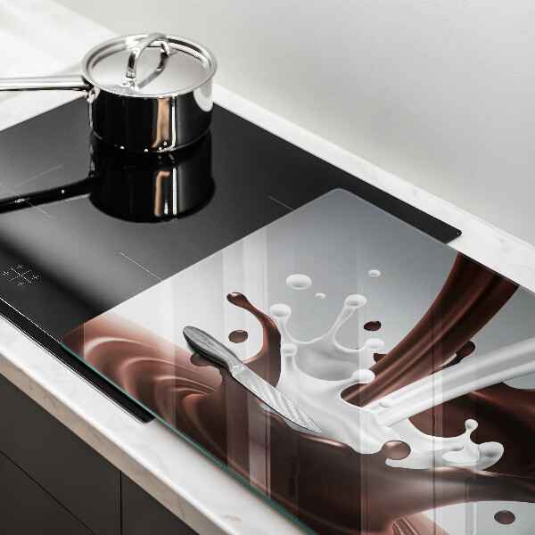 Steklena podloga za rezanje Mleko in čokolada