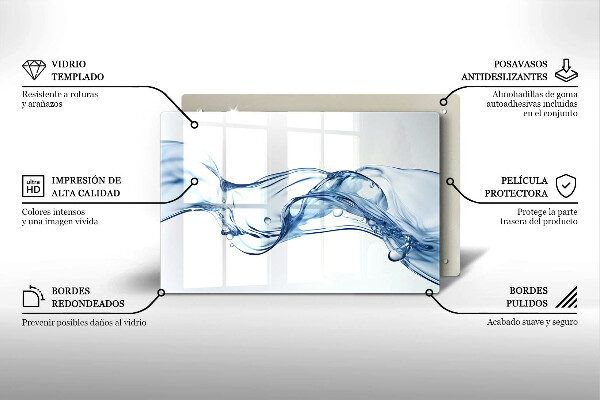 Steklena podloga za rezanje Kristalna voda