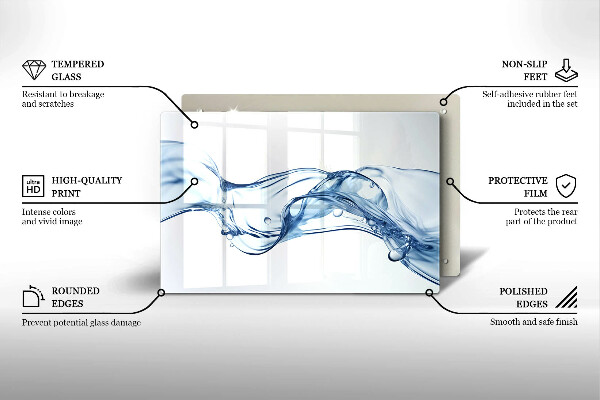 Steklena podloga za rezanje Kristalna voda
