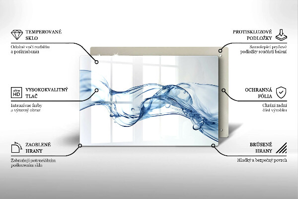 Steklena podloga za rezanje Kristalna voda