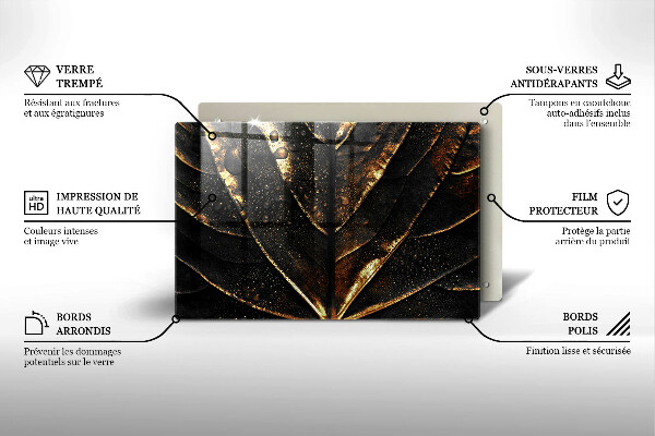 Steklena podloga za rezanje Zlati lističi