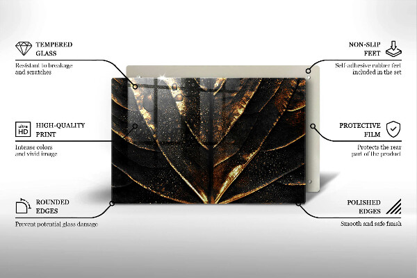 Steklena podloga za rezanje Zlati lističi