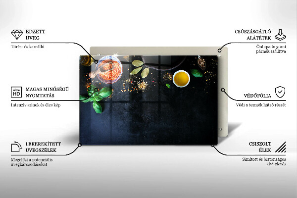 Steklena podloga za rezanje Sklede z začimbami