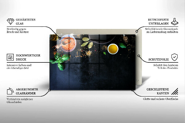 Steklena podloga za rezanje Sklede z začimbami