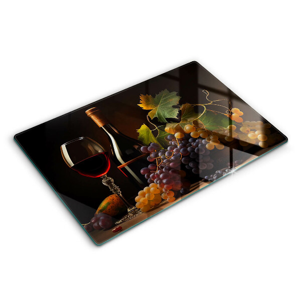 Steklena podloga za rezanje Kozarec vina in grozdje