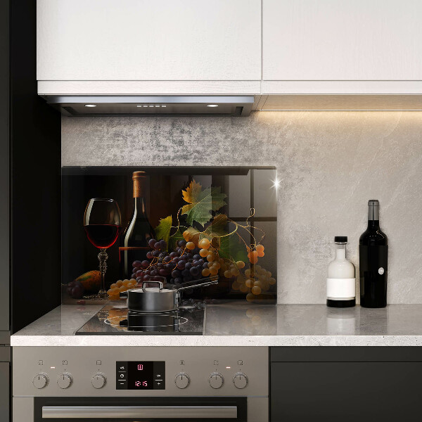 Steklena podloga za rezanje Kozarec vina in grozdje