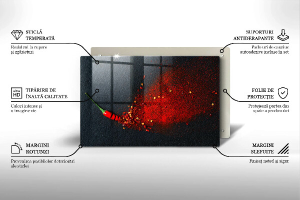 Steklena podloga za rezanje Čili poper