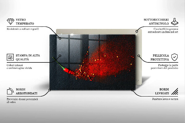 Steklena podloga za rezanje Čili poper