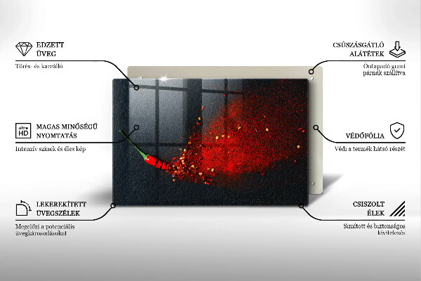 Steklena podloga za rezanje Čili poper