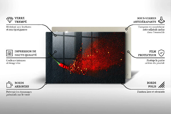 Steklena podloga za rezanje Čili poper