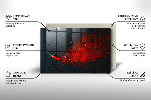 Steklena podloga za rezanje Čili poper