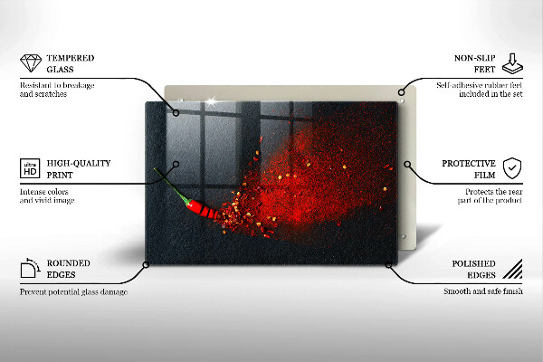 Steklena podloga za rezanje Čili poper