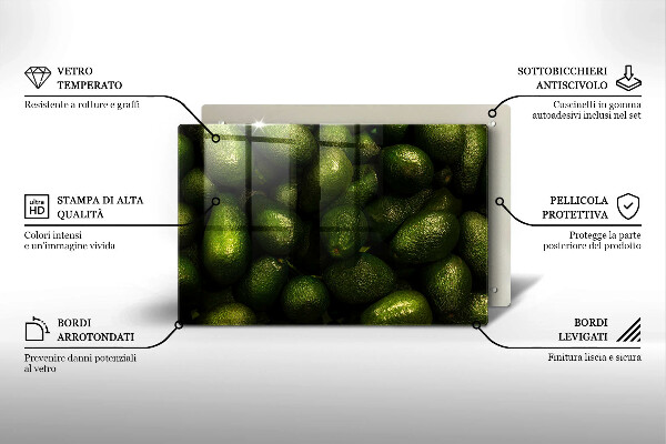 Steklena podloga za rezanje Sadje avokada